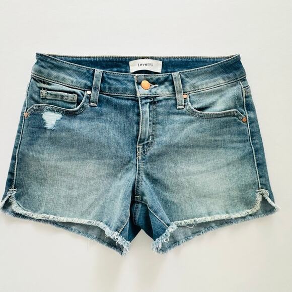 Level 99 Anthropologie Jean Shorts Size 26 Santo Medium Blue Wash 4" Beach Vacay - Picture 3 of 8